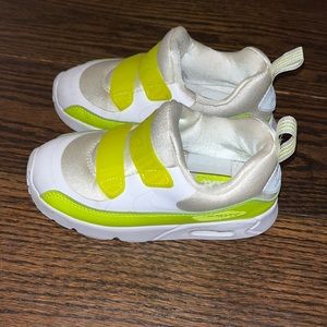Nike shoes size 9C. White and neon green/yellow color